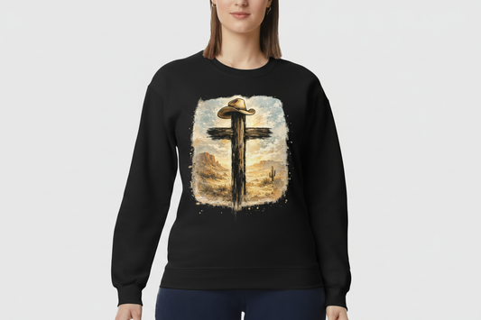 Western Cross Crewneck in Black