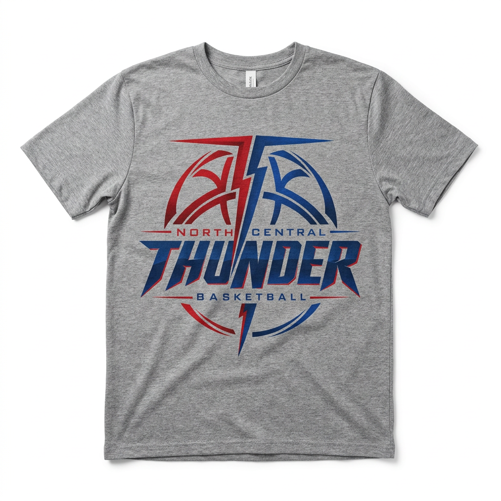 NC Thunder Basketball Tee Design 5 - Sports Gray