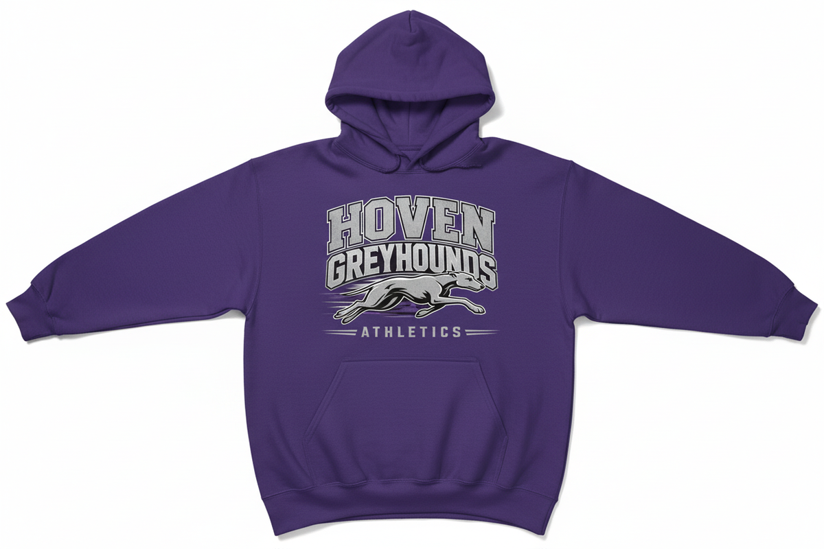 Hoven Greyhounds Athletics on purple hoodie