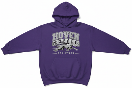 Hoven Greyhounds Athletics on purple hoodie