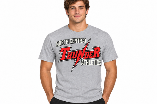 North Central Thunder Athletics design on sports gray t-shirt
