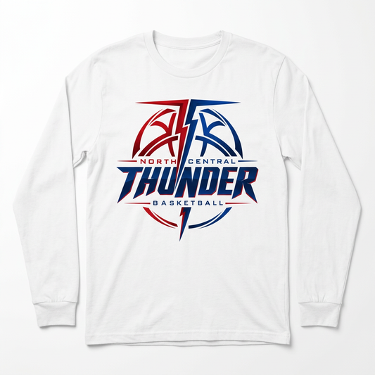 NC Thunder Basketball Long Sleeve Design 5 - White