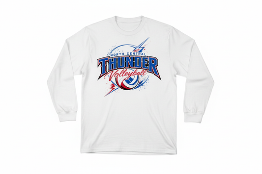 North Central Thunder Volleyball on white long sleeve t-shirt