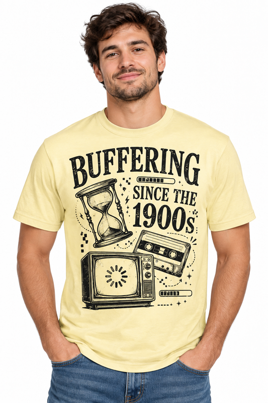 Buffering Since The 1900s - Cornsilk Yellow T-Shirt