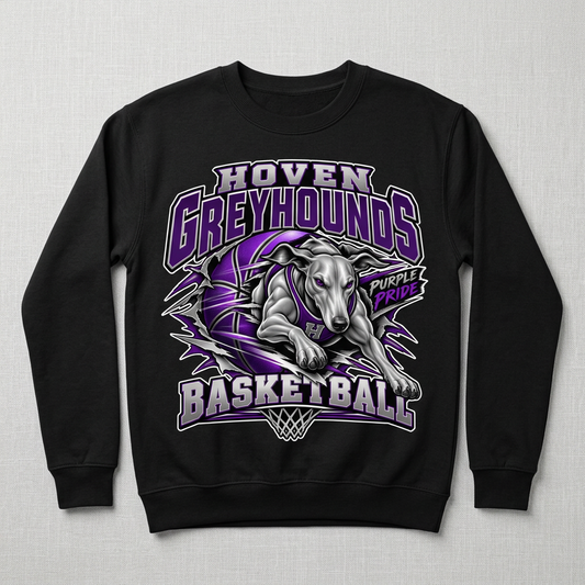 Black Hoven Greyhounds Design 6 crewneck sweatshirt flat-lay mockup