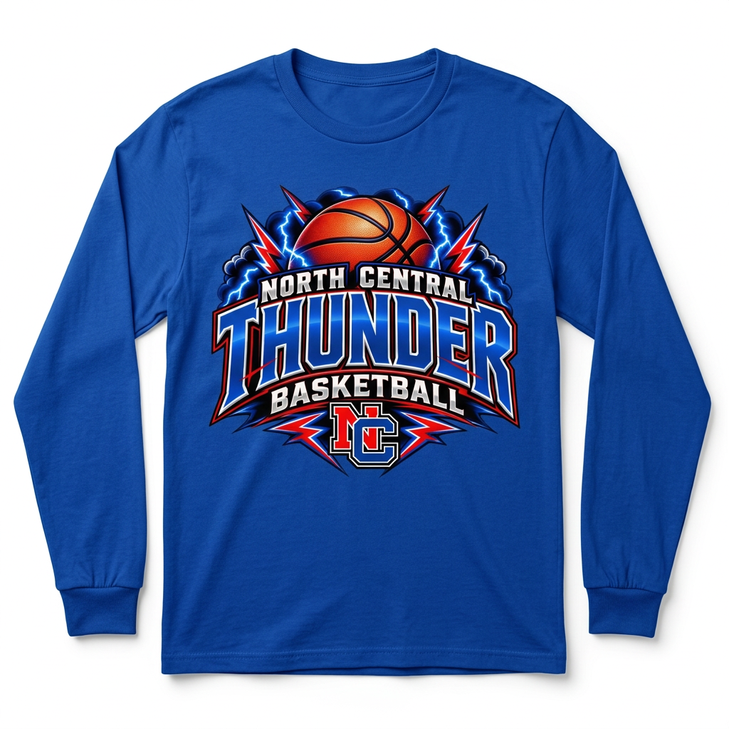 NC Thunder Basketball Long Sleeve - Royal Blue