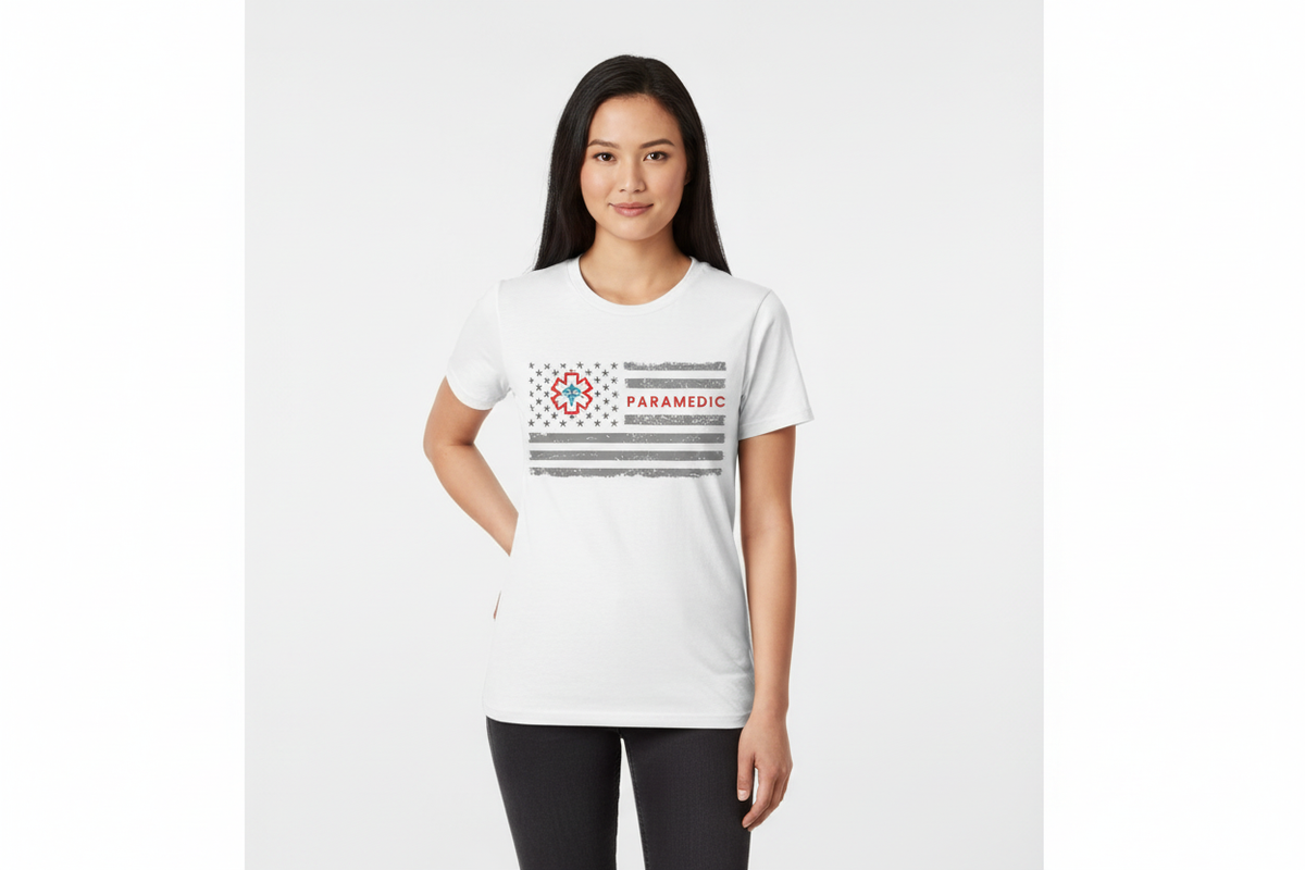 Paramedic American Flag Tee in White