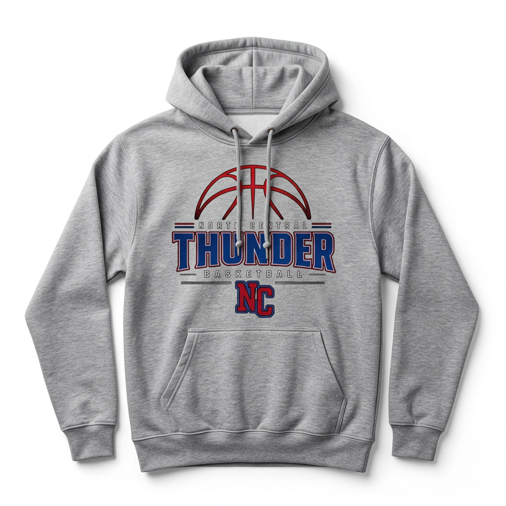 NC Thunder Basketball Hoodie Design 2 - Sports Gray