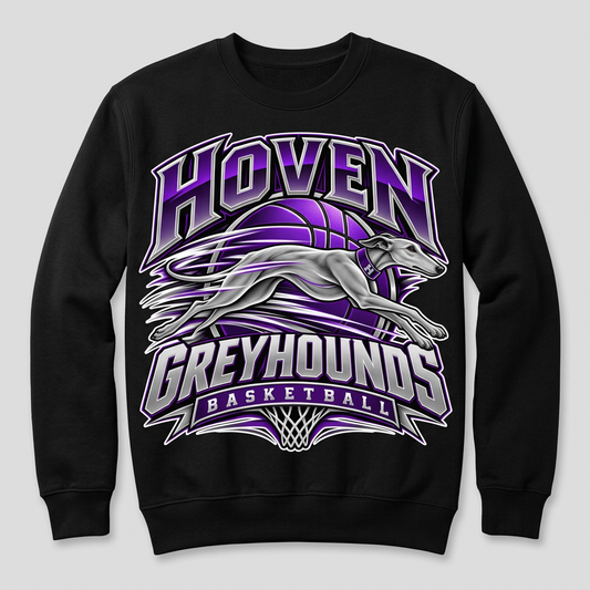 Black Hoven Greyhounds Design 8 crewneck sweatshirt flat-lay mockup