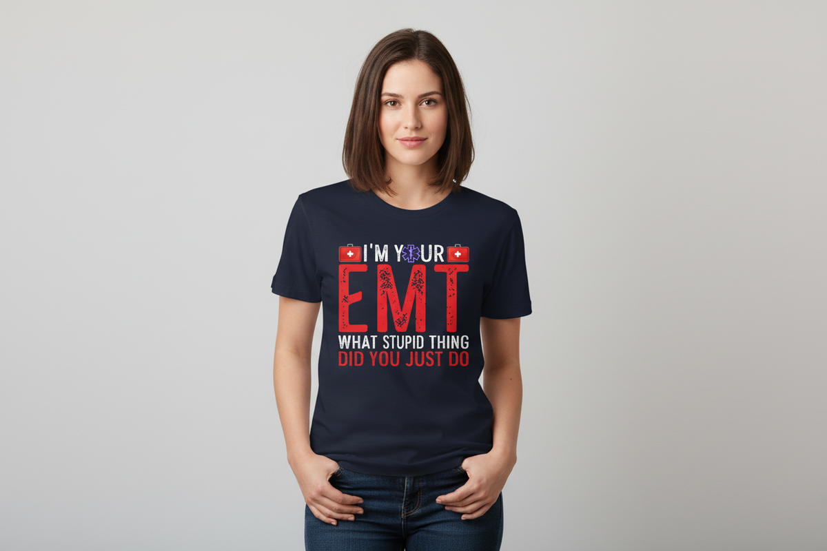 EMT Did You Just Do Tee in Navy