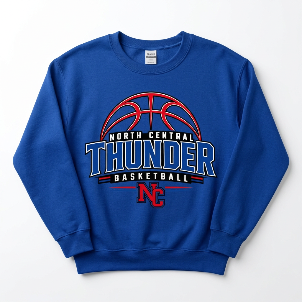 NC Thunder Basketball Crewneck Design 3 - Royal Blue