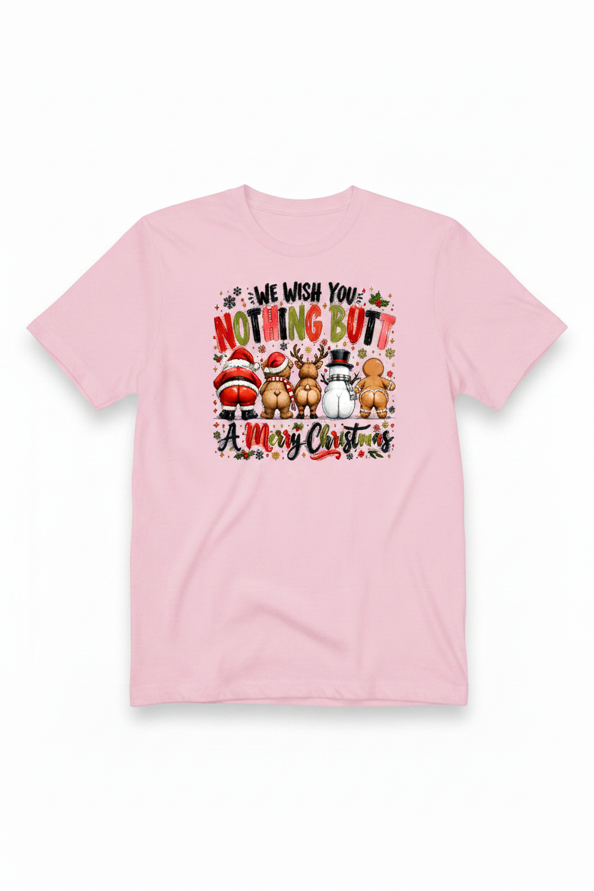 Nothing But A Merry Christmas T-Shirt in Light Pink