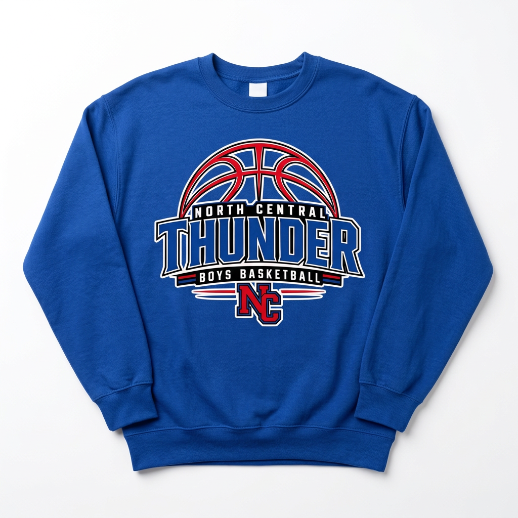 NC Thunder Boys Basketball Crewneck Design 3 - Royal Blue