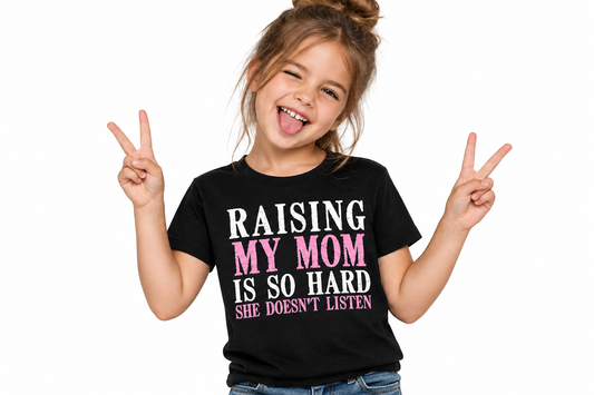 Raising My Mom Tee in Black