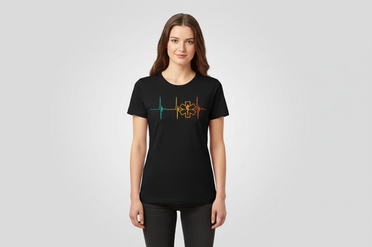 EKG Star of Life Gradient Tee in Black