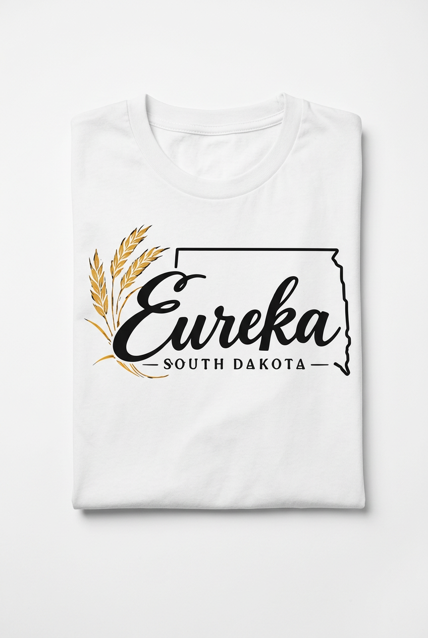 Eureka SD Script T-Shirt - White Flat Lay