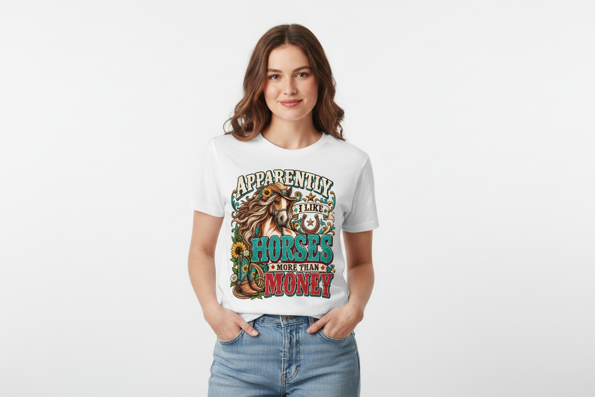Apparently I Like Horses More Than Money tee in White