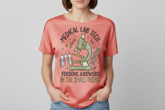 Medical Lab Tech Tee in Coral Silk