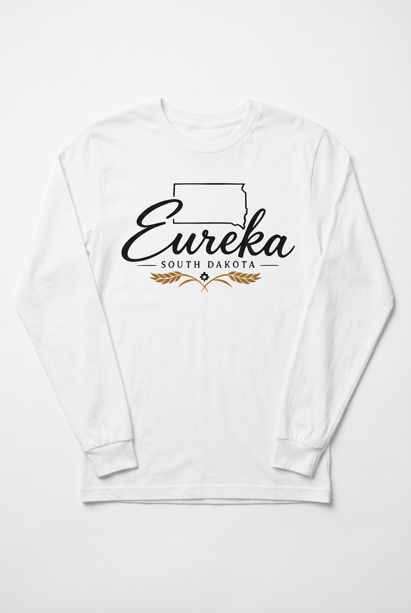 Eureka SD State Script Long Sleeve - White Flat Lay