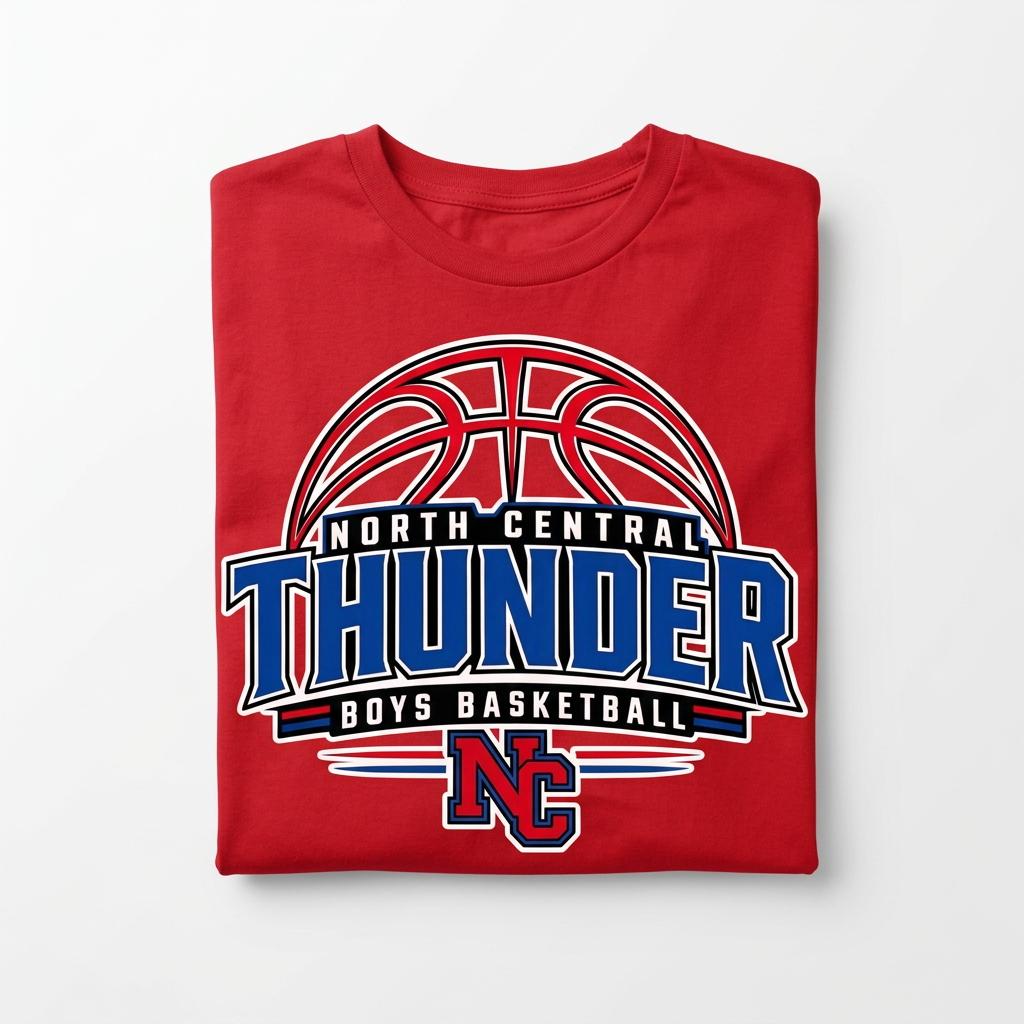 NC Thunder Boys Basketball Long Sleeve Design 3 - Red