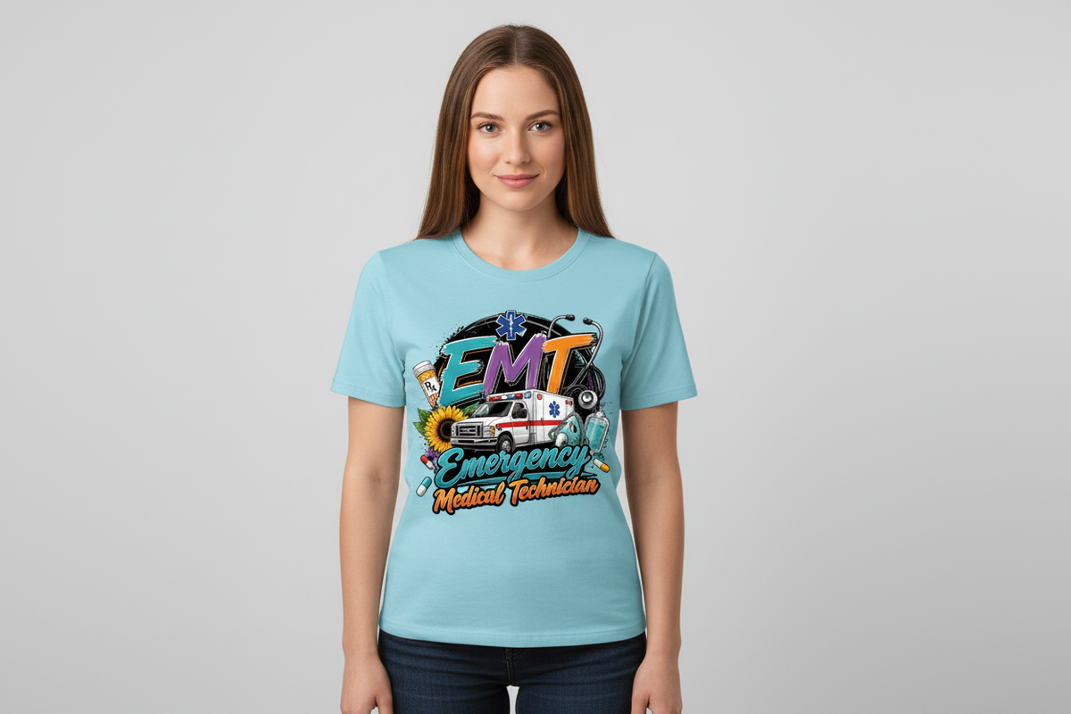 EMT Emergency Medical Technician Tee in Sky Blue