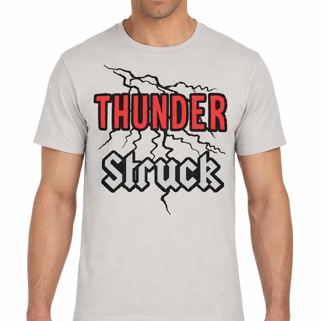 ThunderStruck design on iced gray t-shirt