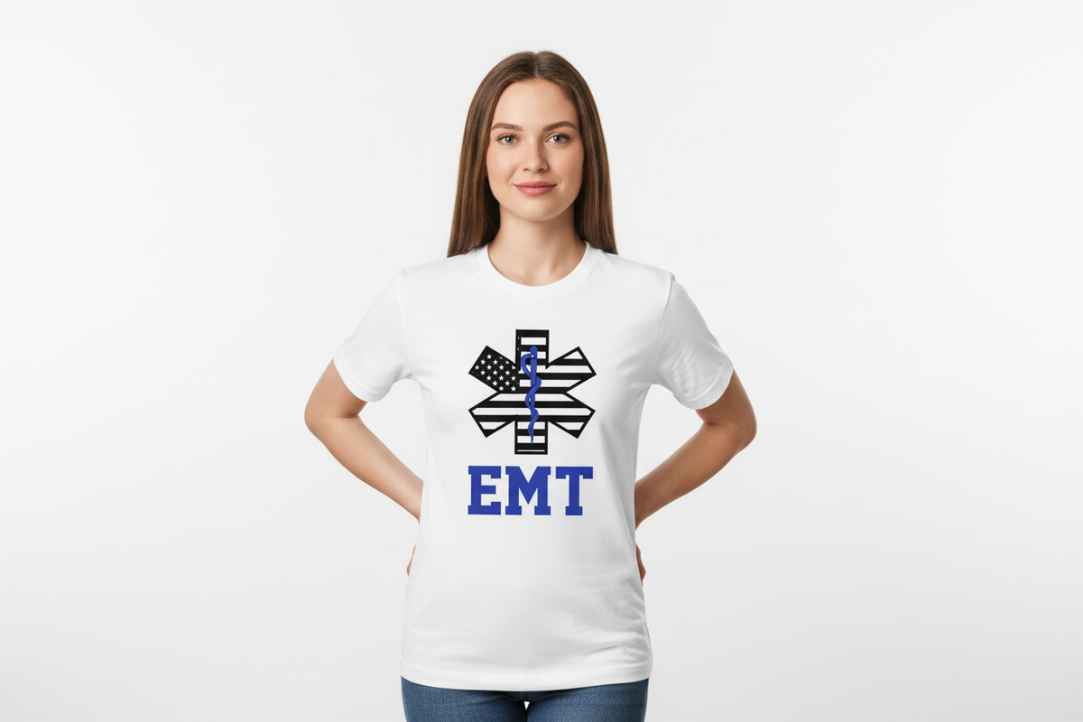 EMT Star of Life Flag Tee in White