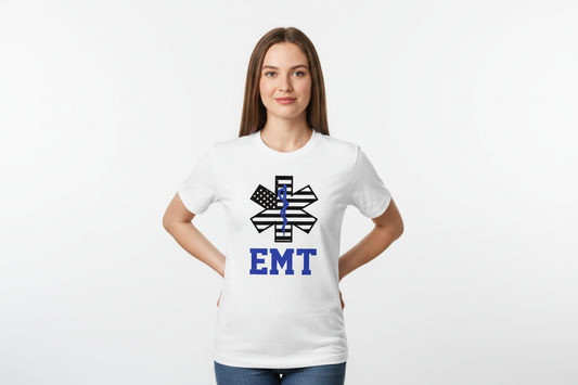 EMT Star of Life Flag Tee in White