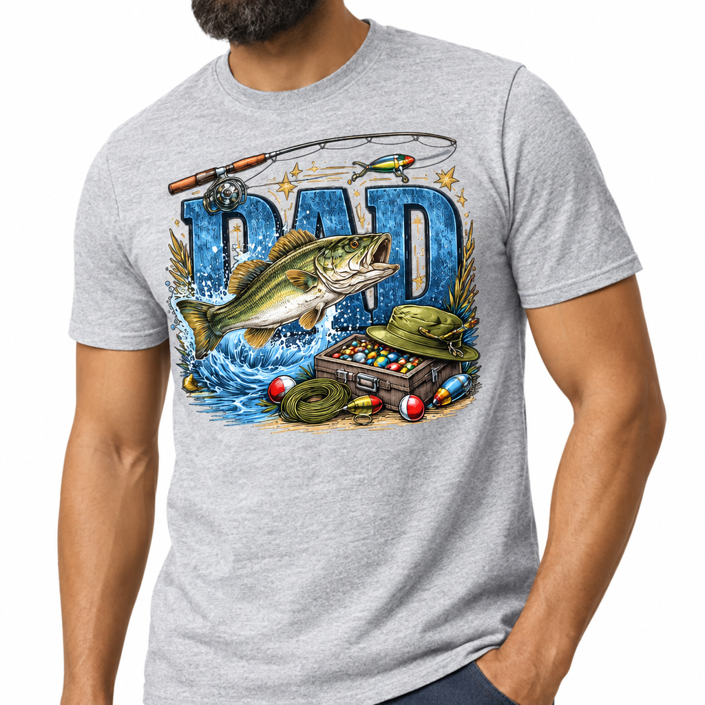 DAD fishing design on sports gray t-shirt