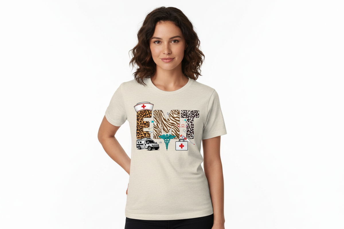 EMT Animal Print Tee in Heathered Oatmeal