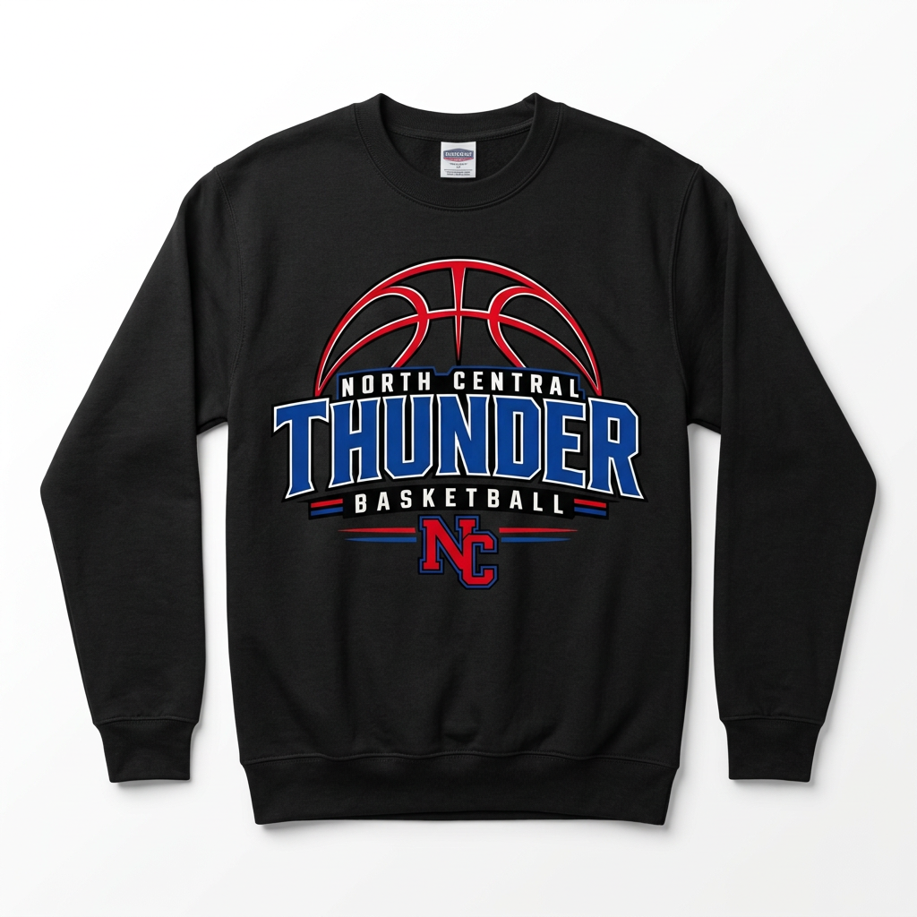 NC Thunder Basketball Crewneck Design 3 - Black
