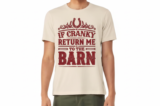 If Cranky Return Me to the Barn tee in Heathered Oatmeal