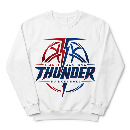 NC Thunder Basketball Crewneck Design 5 - White