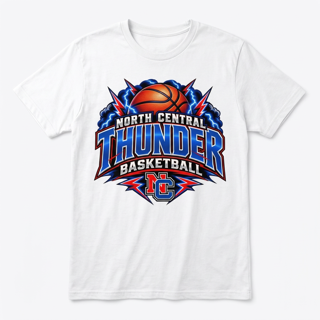 NC Thunder Basketball Tee - White