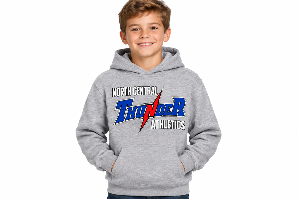 North Central Thunder Athletics hoodie in sports gray - youth model