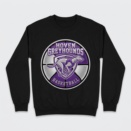 Black Hoven Greyhounds Design 5 crewneck sweatshirt flat-lay mockup