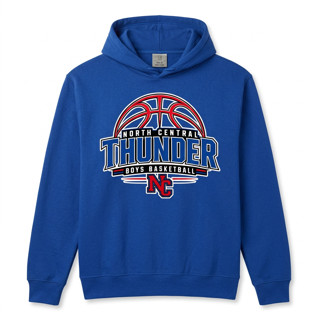 NC Thunder Boys Basketball Hoodie Design 3 - Royal Blue