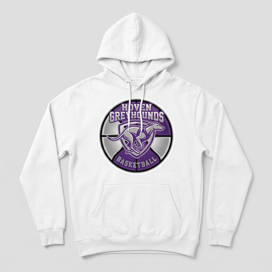 Recreated white Hoven Greyhounds Design 5 pullover hoodie mockup