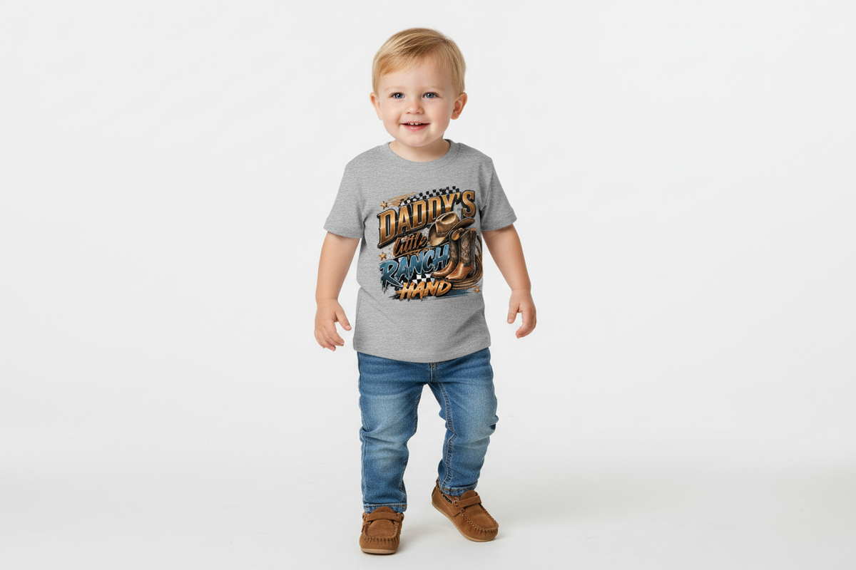 Daddy's Little Ranch Hand toddler tee in Gray