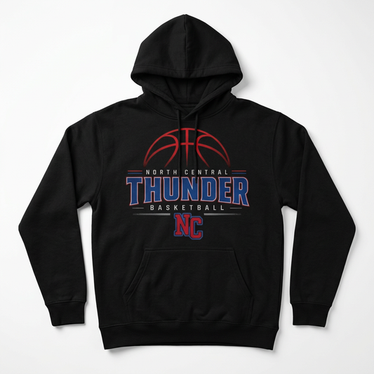 NC Thunder Basketball Hoodie Design 2 - Black