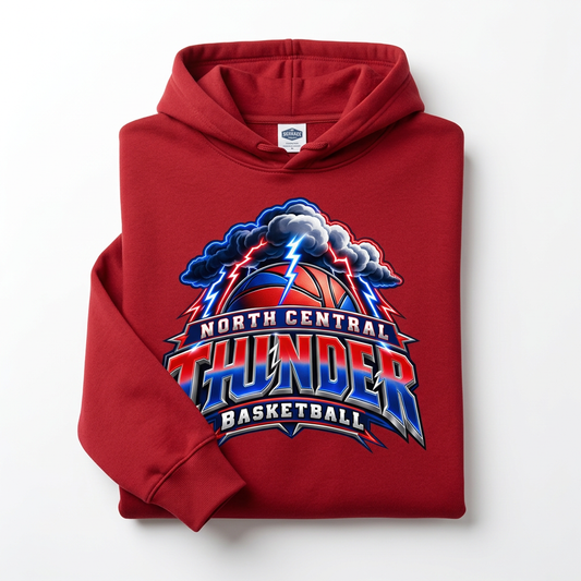NC Thunder Basketball Hoodie Design 4 - Red