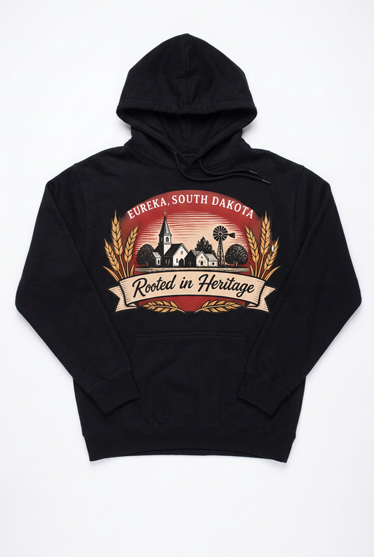 Rooted in Heritage Hoodie - Black Flat Lay