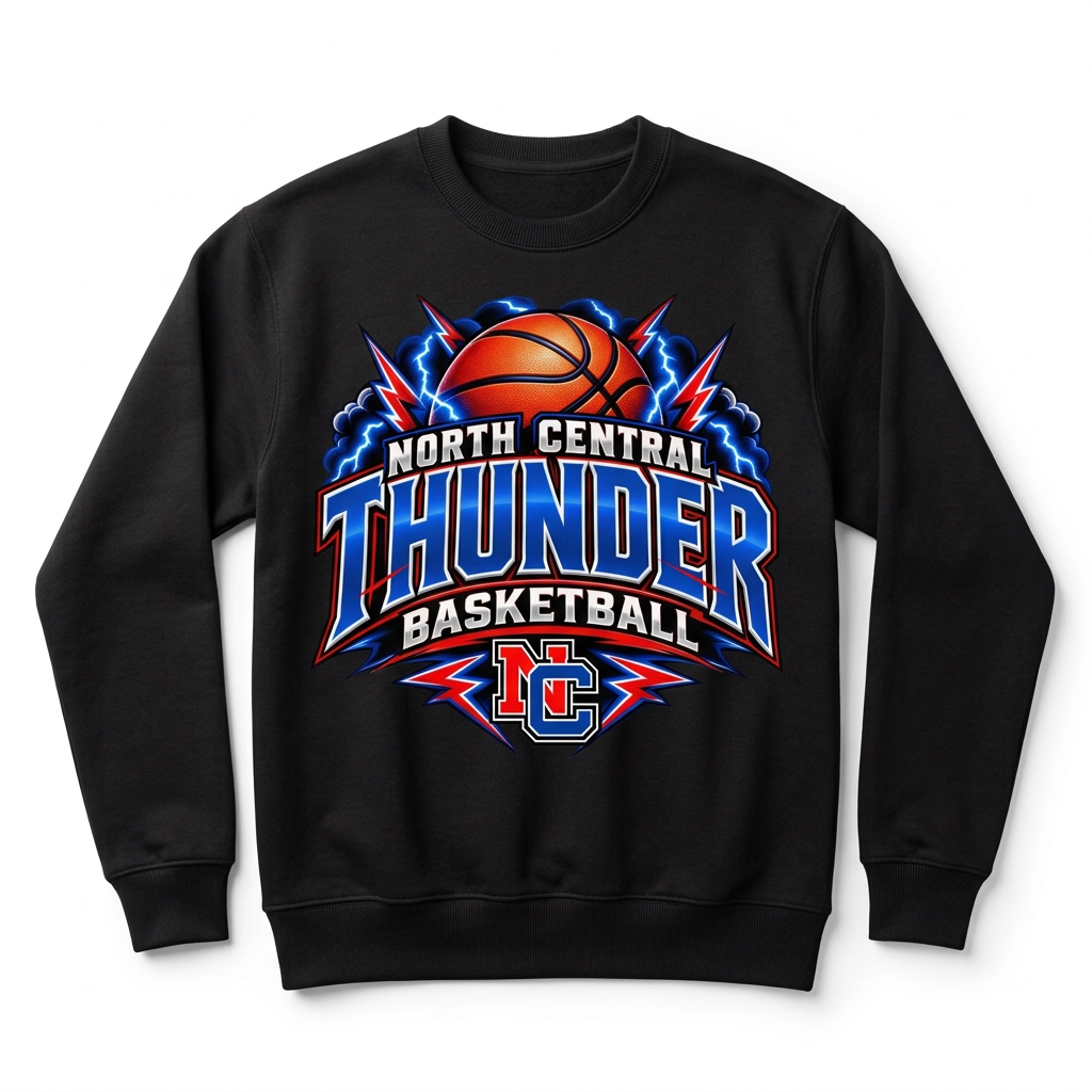 NC Thunder Basketball Crewneck - Black