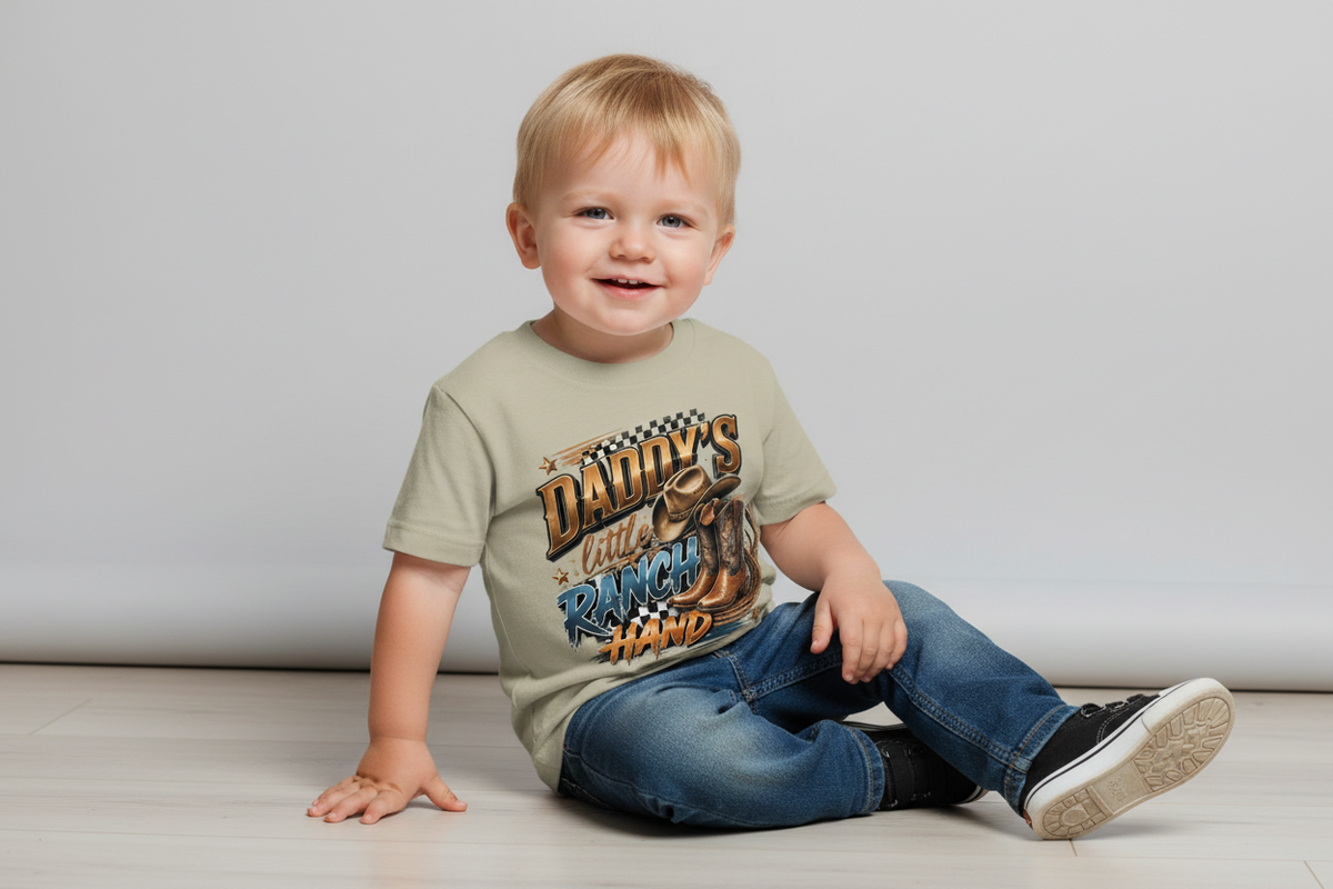 Daddy's Little Ranch Hand toddler tee in Sand