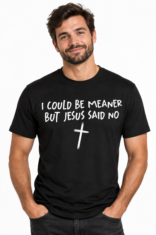 I Could Be Meaner - Black T-Shirt on male model