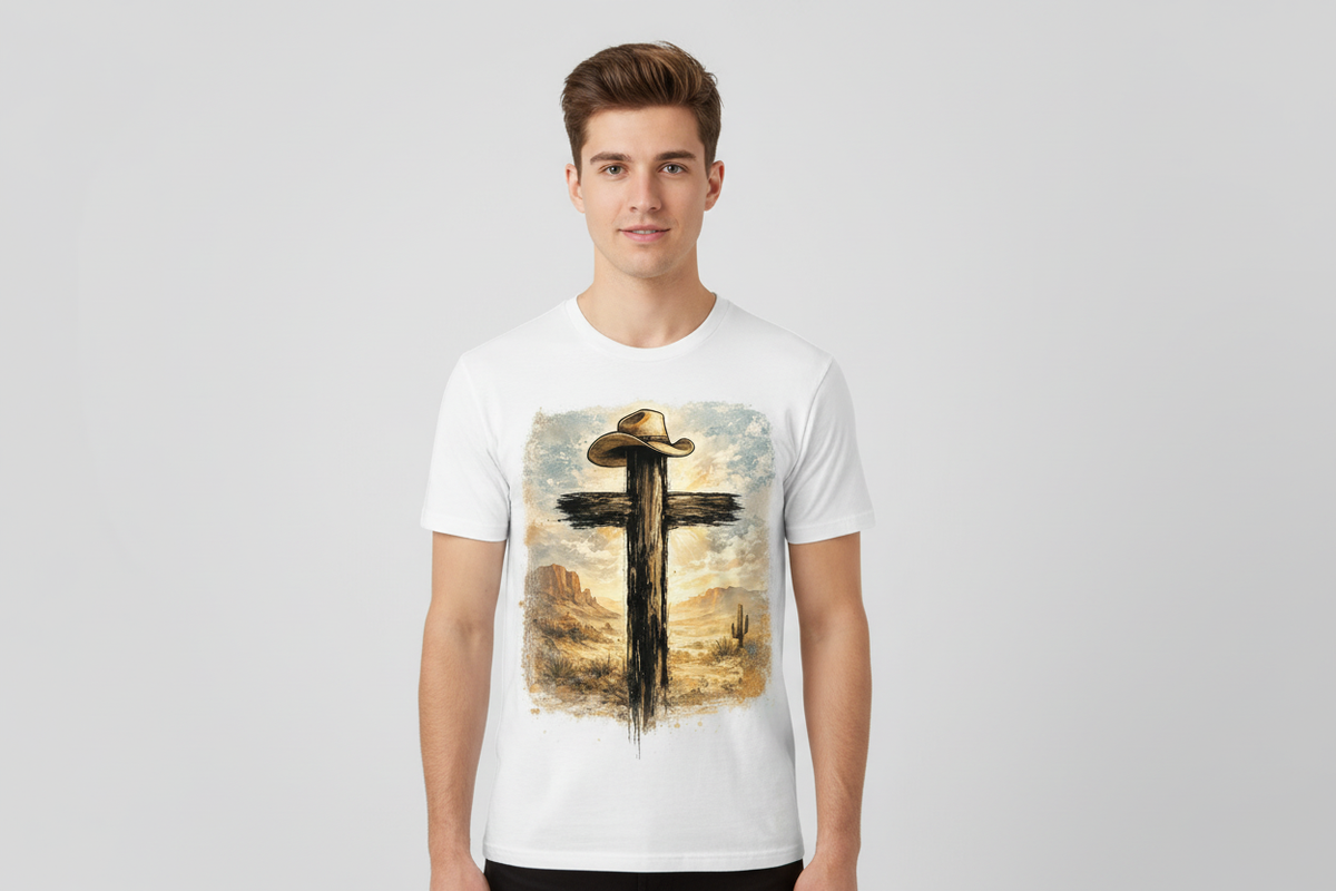Western Cross tee in White