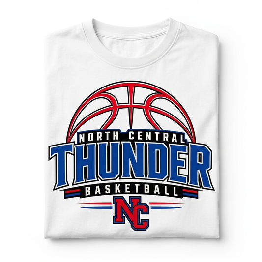 NC Thunder Basketball Tee Design 3 - White