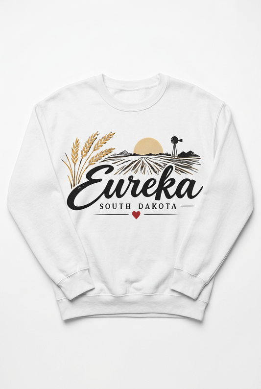 Eureka SD Sunrise Crewneck - White Flat Lay