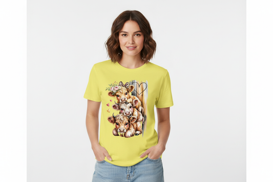 Highland Cow Stack Tee in Yellow