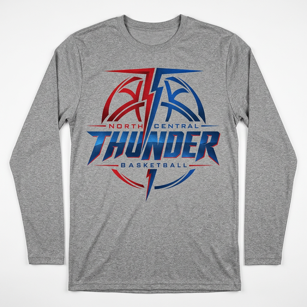 NC Thunder Basketball Long Sleeve Design 5 - Sports Gray
